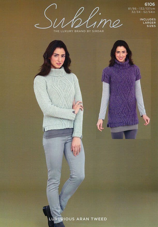 6106 - SUBLIME LUXURIOUS ARAN TWEED SWEATER DRESS & SWEATER KNITTING ...