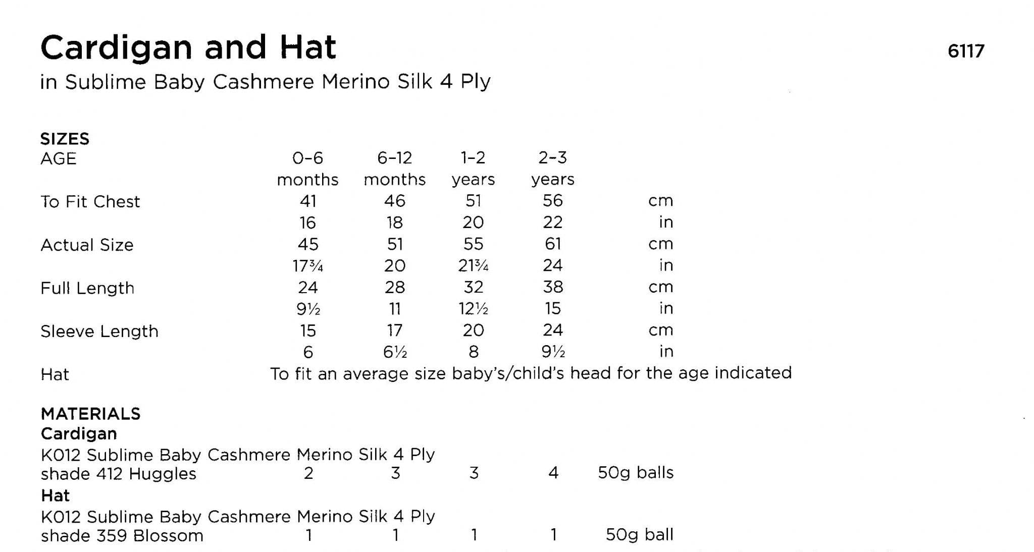 6117 PDF SUBLIME BABY CASHMERE MERINO SILK 4 PLY CARDIGAN & HAT ...