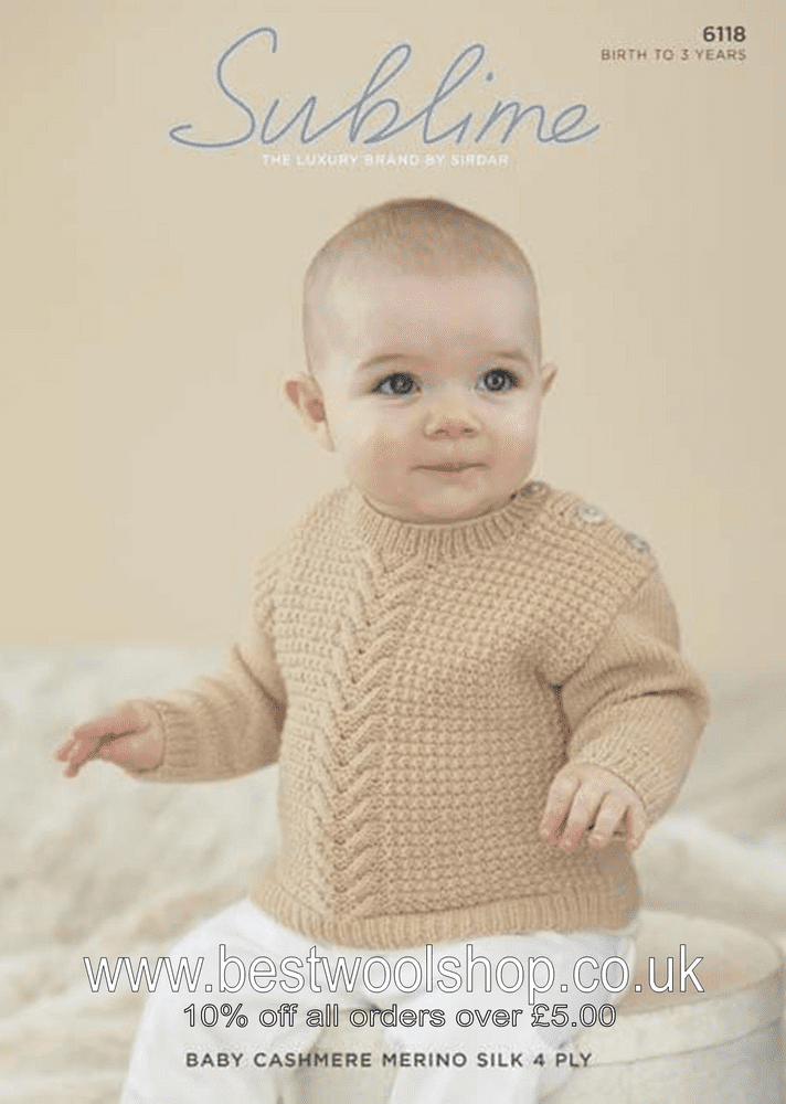 Sublime Baby Pattern 6118 PDF SUBLIME BABY CASHMERE MERINO SILK 4 PLY SWEATER KNITTING ...