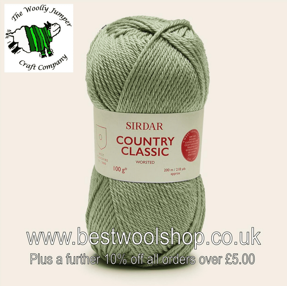 673 MOSS SIRDAR COUNTRY CLASSIC WORSTED ARAN KNITTING YARN 100G
