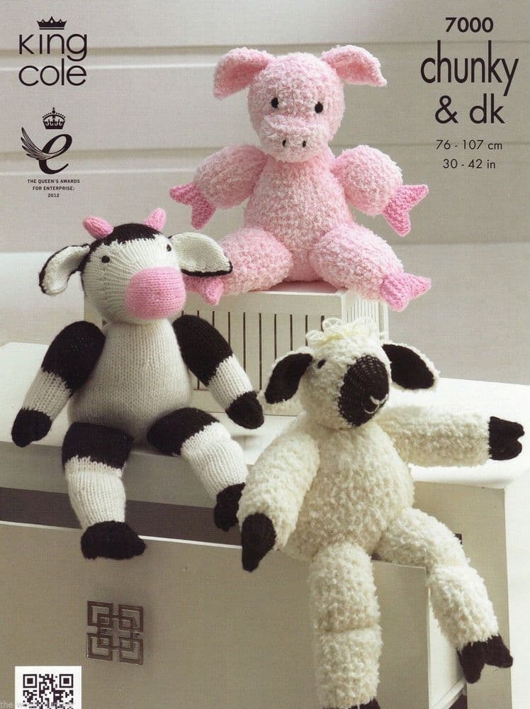 7000 KING COLE CUDDLES CHUNKY FARMYARD COLLECTION KNITTING PATTERN