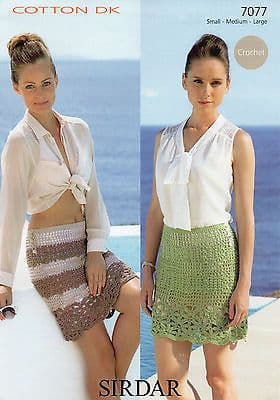 7077 SIRDAR COTTON DK SKIRT CROCHET PATTERN - TO FIT S - M - L