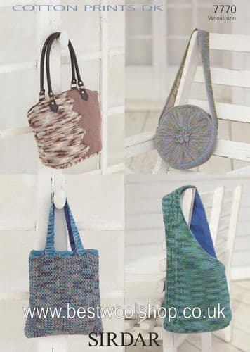 7770 SIRDAR COTTON PRINTS DK COTTON DK BAG KNITTING