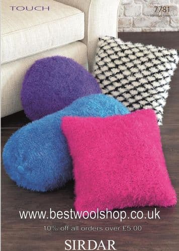 7781 PDF SIRDAR TOUCH SUPER CHUNKY CUSHION COVER KNITTING PATTERN - VARIOUS SHAPES