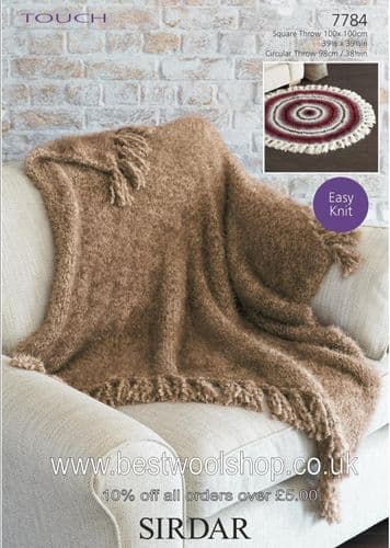 7784 PDF SIRDAR TOUCH SUPER CHUNKY THROW KNITTING PATTERN - VARIOUS SIZES