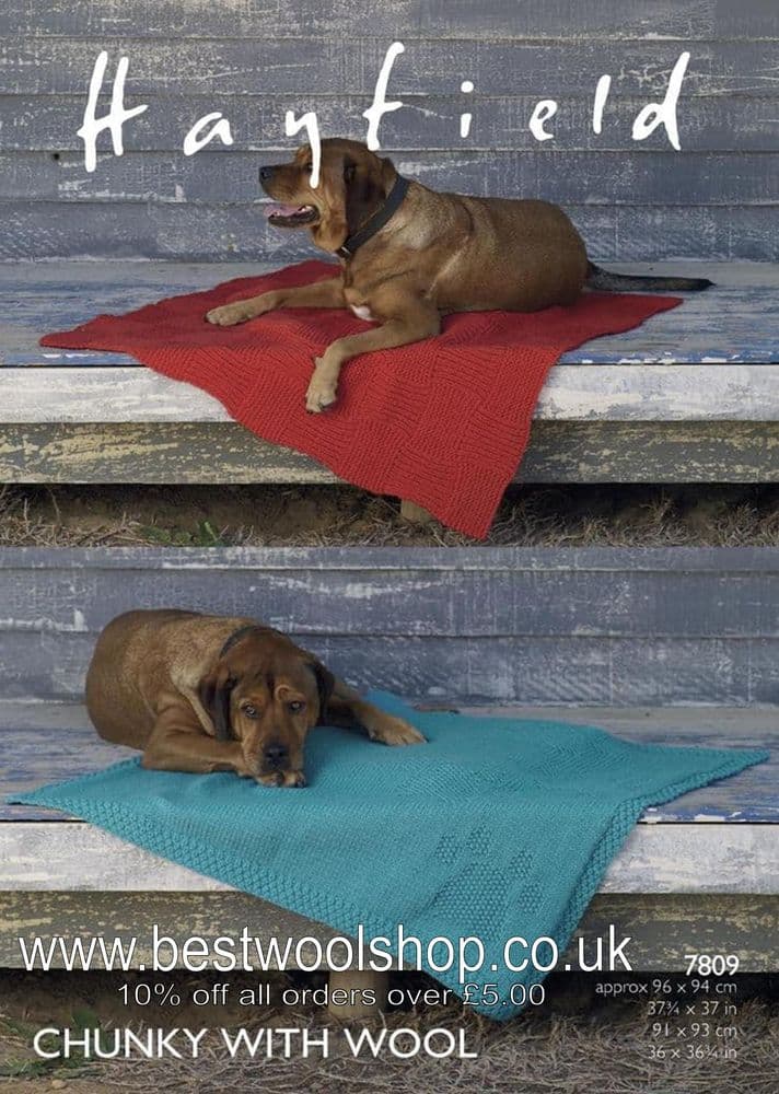 7809 HAYFIELD CHUNKY WITH WOOL DOG BLANKET KNITTING PATTERN