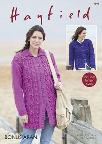 7899 HAYFIELD BONUS ARAN JACKET & CARDIGAN KNITTING PATTERN 32