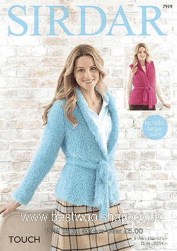 7919 SIRDAR TOUCH WAISTCOAT & JACKET KNITTING PATTERN 32"- 54"