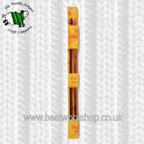 7mm - LENGTH 35cm PONY LUXURIOUS STRAIGHT ROSEWOOD KNITTING NEEDLES - PAIR