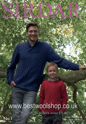 8044 SIRDAR NO.1 CREPE DK ROUND & WRAP NECK CABLED SWEATER KNITTING PATTERN 24"- 46"