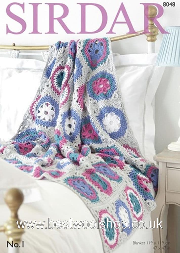 8048 SIRDAR CREPE DK BLANKET THROW CROCHET PATTERN
