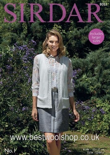 8053 PDF SIRDAR NO.1 CREPE DK WAISTCOAT GILET WITH POCKETS KNITTING PATTERN 32"-54"