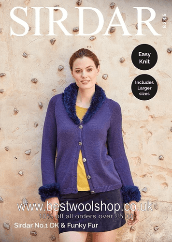 8245 SIRDAR EASY KNIT NO.1 CREPE DK CARDIGAN KNITTING PATTERN CHEST SIZE 32"- 54"