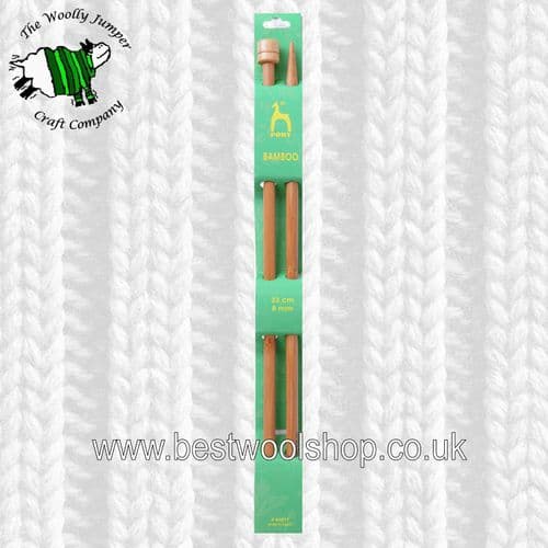 8mm - LENGTH 33cm - PONY LUXURY BAMBOO KNITTING NEEDLES - PAIR