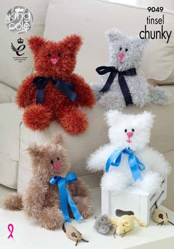 9049 KING COLE TINSEL CHUNKY CAT KNITTING PATTERN