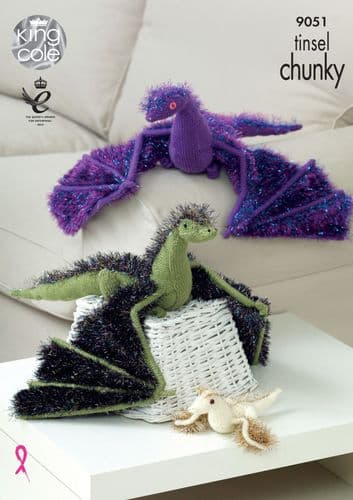 9051 KING COLE TINSEL CHUNKY DRAGON KNITTING PATTERN