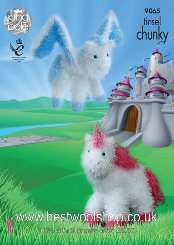 9065 KING COLE TINSEL CHUNKY UNICORN & WINGED HORSE KNITTING PATTERN