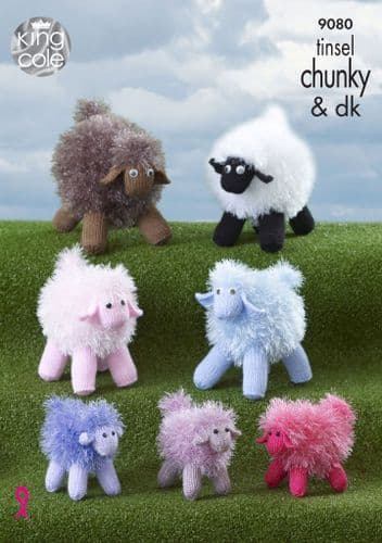 9080 KING COLE LUXE FUR DK & TINSEL SHEEP KNITTING PATTERN