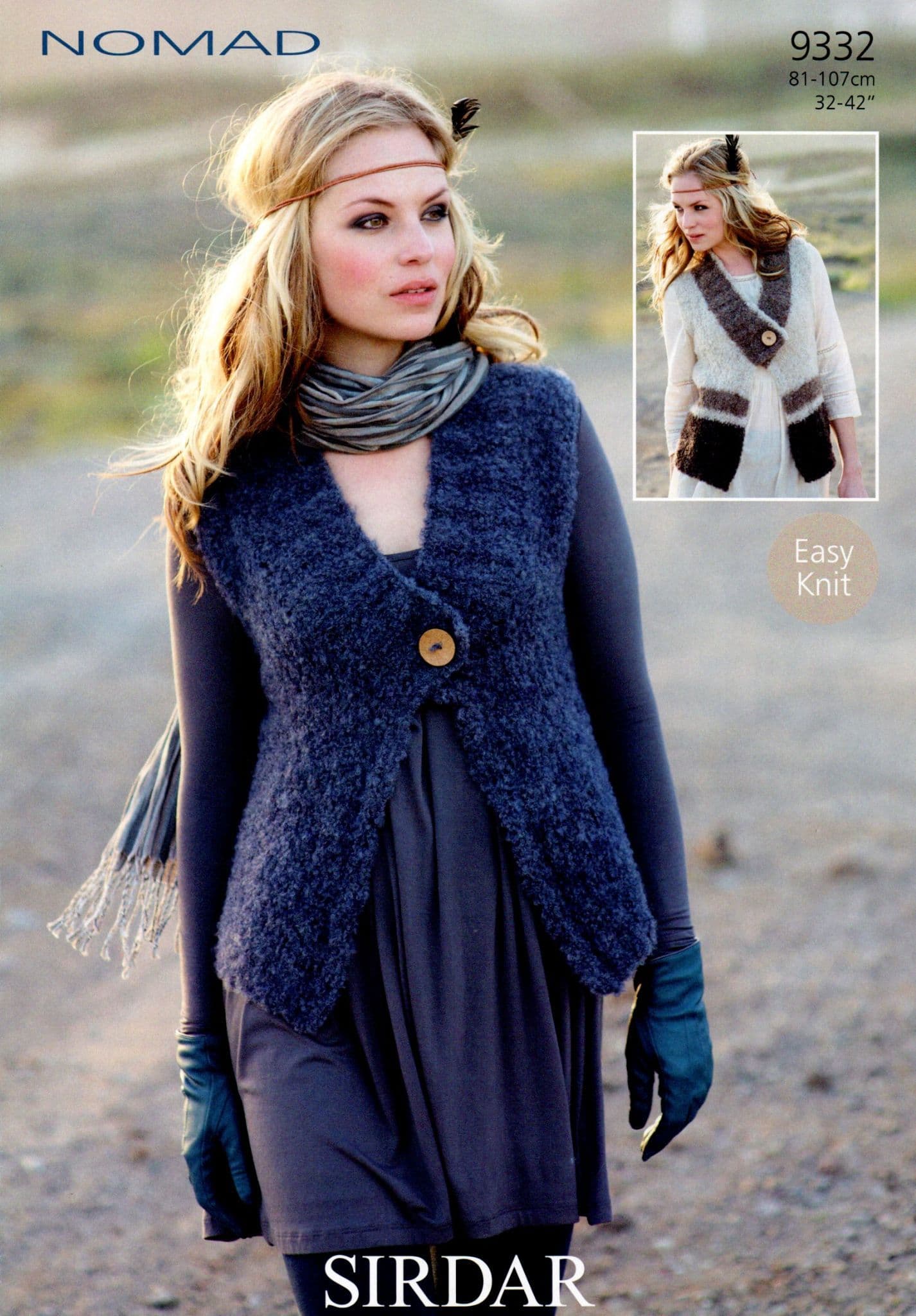 9332 SIRDAR NOMAD CHUNKY WAISTCOAT KNITTING PATTERN TO FIT CHEST 32