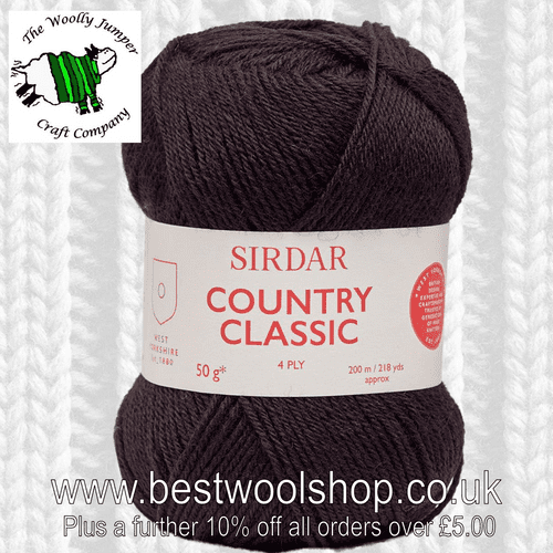 973 BLACK - SIRDAR COUNTRY CLASSIC 4 PLY KNITTING YARN 50G