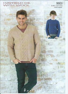 9903 HAYFIELD DK WITH WOOL SWEATER KNITTING PATTERN 24