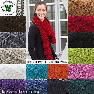 GRUNDL PAPILLON RUFFLE SCARF YARN - 50G BALL - VARIOUS SHADE OPTIONS
