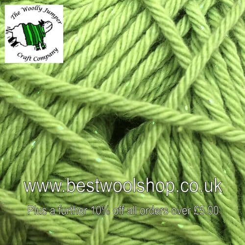 GS01 JAMES C BRETT GLISTEN DK COTTON SHIMMER KNITTING & CROCHET YARN 100G - LIME GREEN