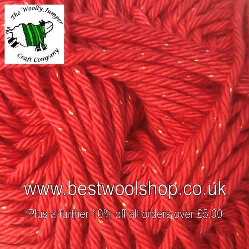GS06 JAMES C BRETT GLISTEN DK COTTON SHIMMER KNITTING & CROCHET YARN 100G - RICH CORAL