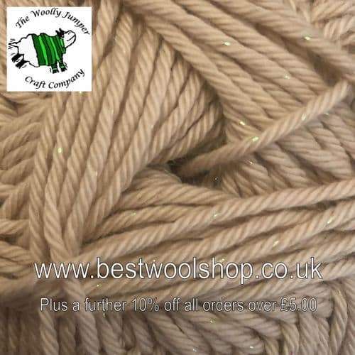 GS11 JAMES C BRETT GLISTEN DK COTTON SHIMMER KNITTING & CROCHET YARN 100G - CAMEL BEIGE