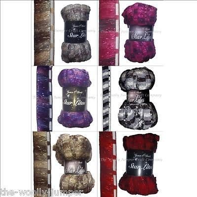 JAMES C BRETT STAR LITES 150G ONE BALL RUFFLE SCARF YARN - VARIOUS SHADE OPTIONS