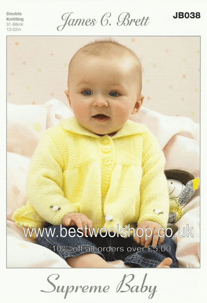 JB038 JAMES C BRETT SUPREME BABY DK JACKET DRESS HAT BLANKET KNITTING PATTERN 12