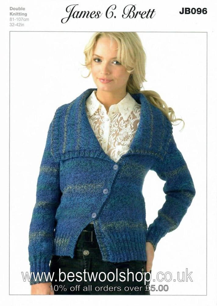 JB096 JAMES C BRETT MARBLE DK COLLARED CARDIGAN KNITTING PATTERN 32