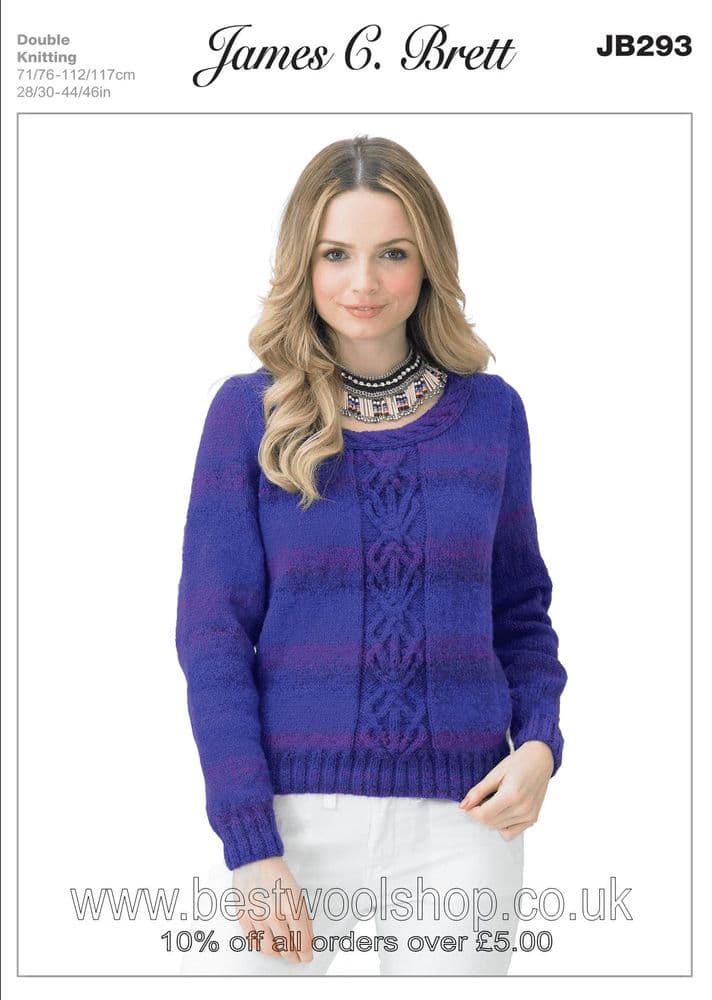 JB293 JAMES C BRETT MARBLE DK CABLED PANEL SWEATER KNITTING PATTERN 28 ...