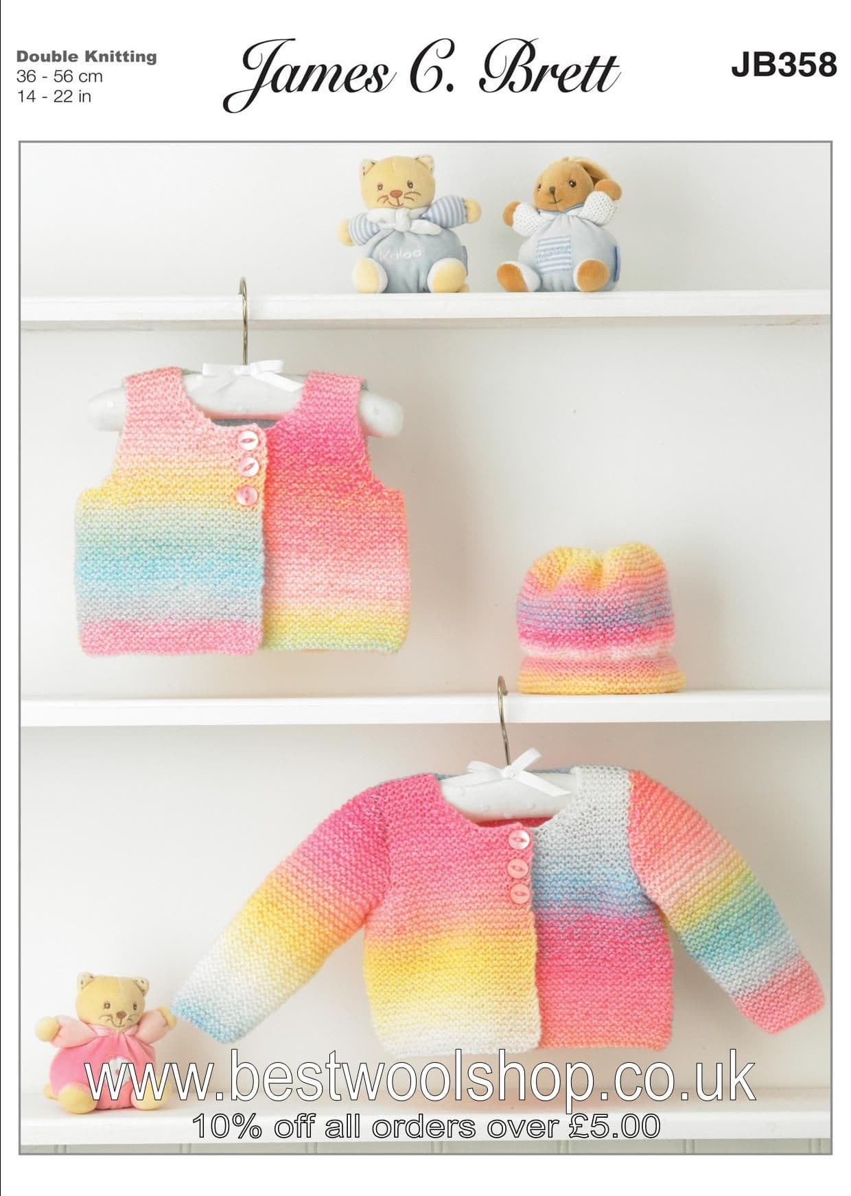 James C Brett Flutterby Chunky Baby Jackets Knitting Pattern (JB172) - Sizes 36-56cm