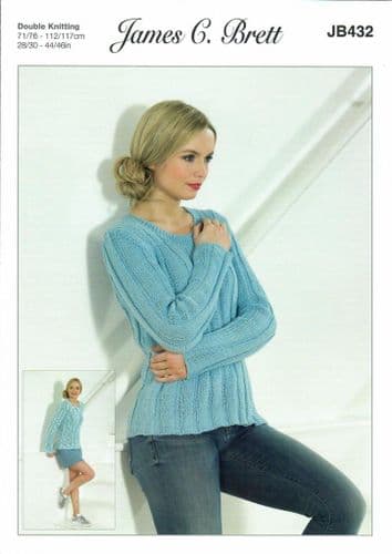 JB432 JAMES C BRETT GLISTEN DK KNITTING PATTERN 28"- 46"