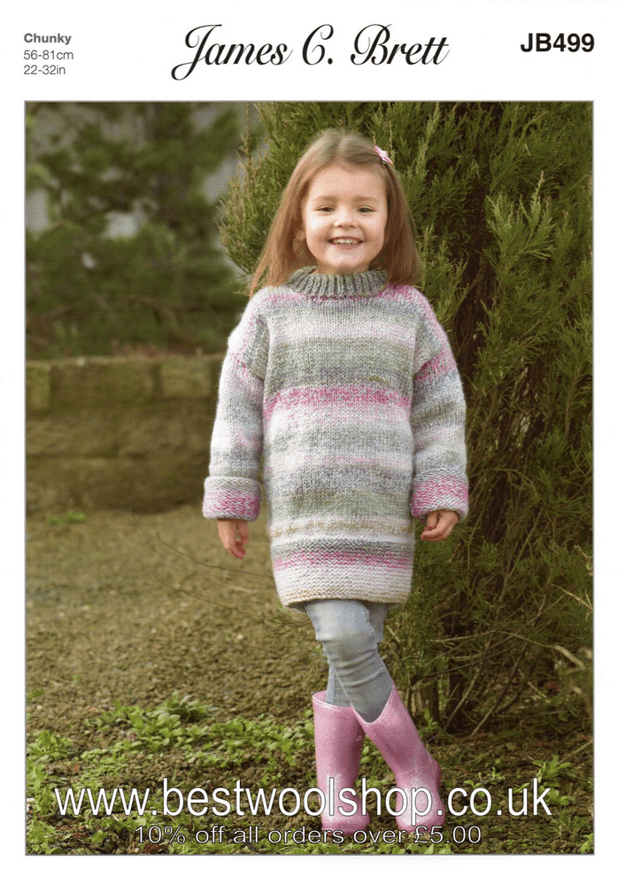 JB499 JAMES C BRETT MARBLE CHUNKY SWEATER DRESS KNITTING PATTERN 22