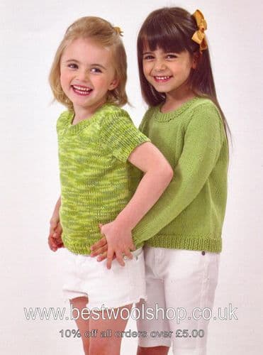 JB523 JAMES C BRETT GLISTEN DK LONG & SHORT SLEEVED SWEATER KNITTING PATTERN 22"- 30"