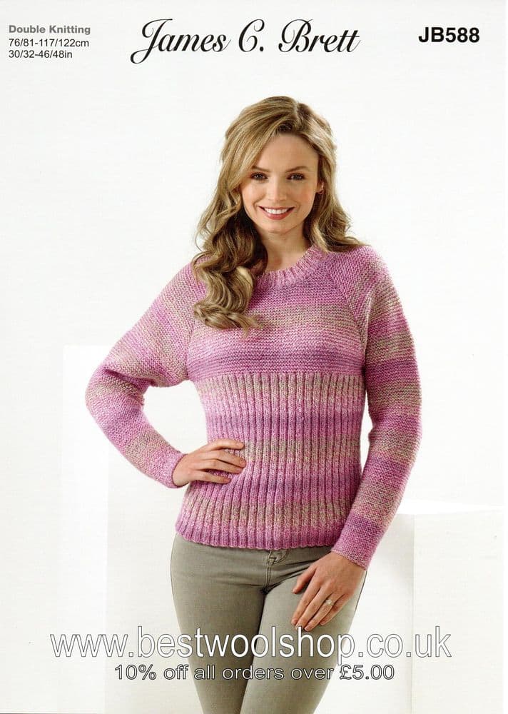JB588 JAMES C BRETT MARBLE DK RIBBED & STOCKING STITCH SWEATER KNITTING ...