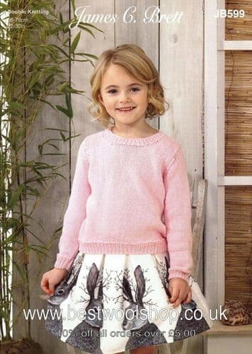 JB599 JAMES C BRETT IT'S PURE COTTON & GLISTEN DK LONG & S/S SWEATER KNITTING PATTERN 22"- 30"