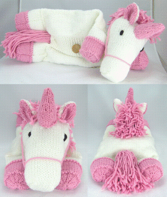 KBP-028 KNITTING BY POST SUKI THE UNICORN PYJAMA CASE KNITTING PATTERN