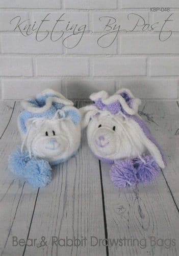 KBP-048 KNITTING BY POST BEAR & RABBIT DRAWSTRING BAGS KNITTING PATTERN