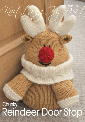 KBP-193 KNITTING BY POST CHUNKY REINDEER DOOR STOP KNITTING PATTERN