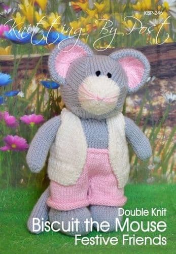 KBP-246 KNITTING BY POST BISCUIT THE MOUSE FESTIVE FRIENDS KNITTING PATTERN