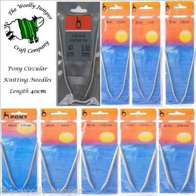 PONY CIRCULAR KNITTING NEEDLES - LENGTH 40 CM - SIZES 2.75mm to 10mm