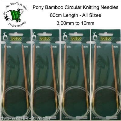 PONY LUXURY BAMBOO CIRCULAR NEEDLES - LENGTH 80cm - SIZES 3mm TO 10mm