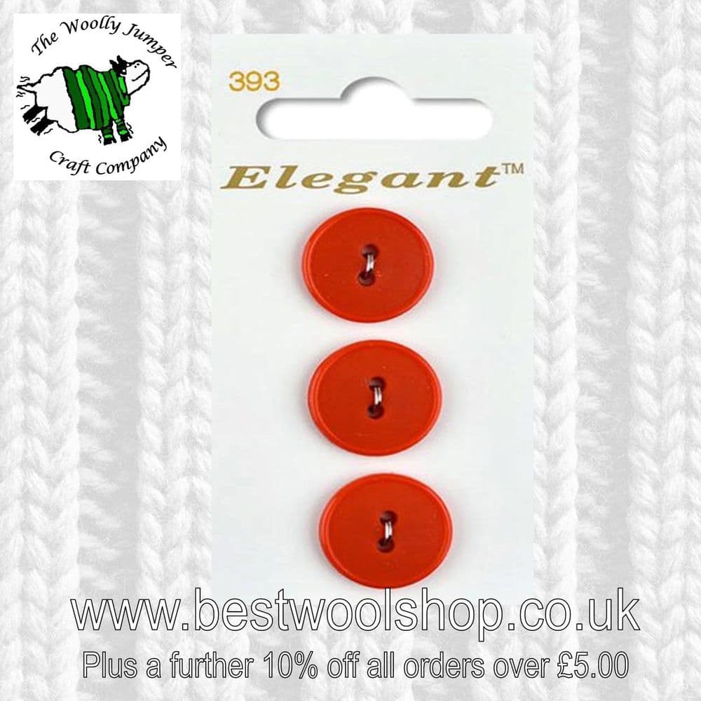 SIRDAR ELEGANT CARDED BUTTONS - DESIGN 393 - 19MM RED PLASTIC BUTTON
