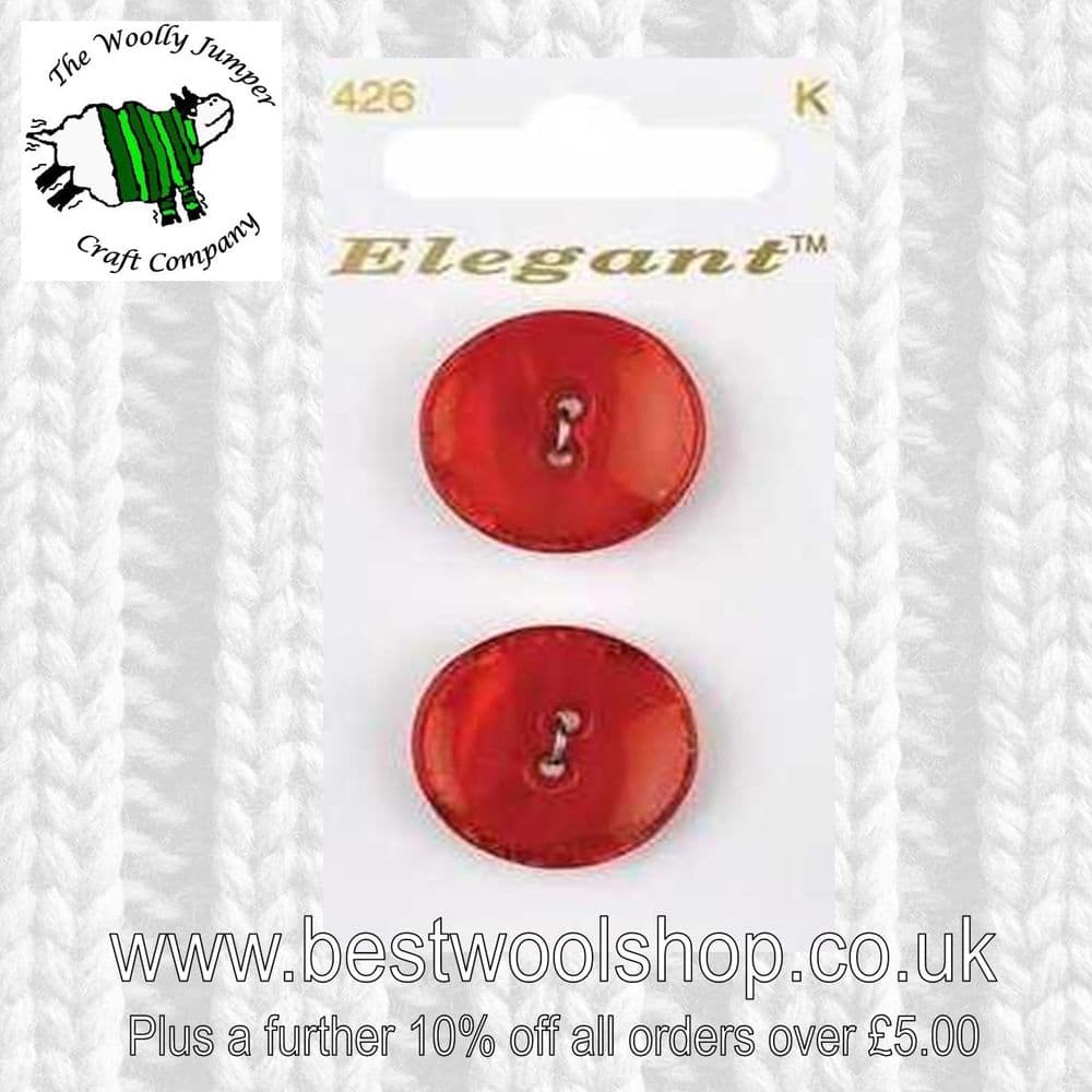 SIRDAR ELEGANT CARDED BUTTONS - DESIGN 426 - 22MM RED GLITTER SHELL ...