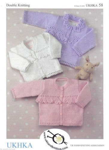 UKHKA 058 - DK CARDIGAN KNITTING PATTERN - TO FIT 0 TO 6 YEARS