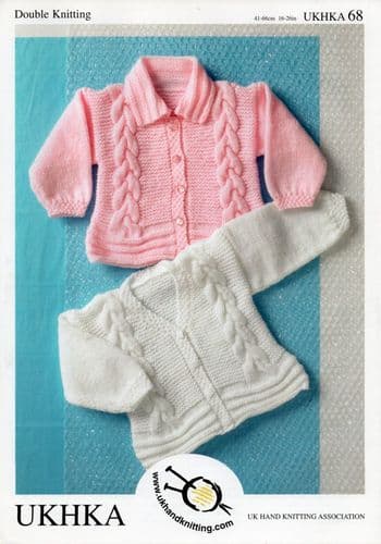 UKHKA 068 - DK CABLED CARDIGAN KNITTING PATTERN - TO FIT 0 TO 6 YEARS