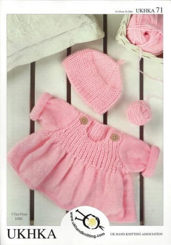 UKHKA 071 -  DK SWEATER & HAT KNITTING PATTERN - SIZE BIRTH TO 4 YEARS